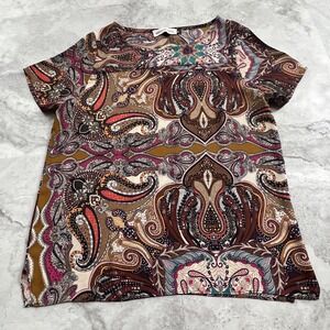Veronica M Short Sleeve Paisley Flowy Summer Top‎ Size Xsmall XS